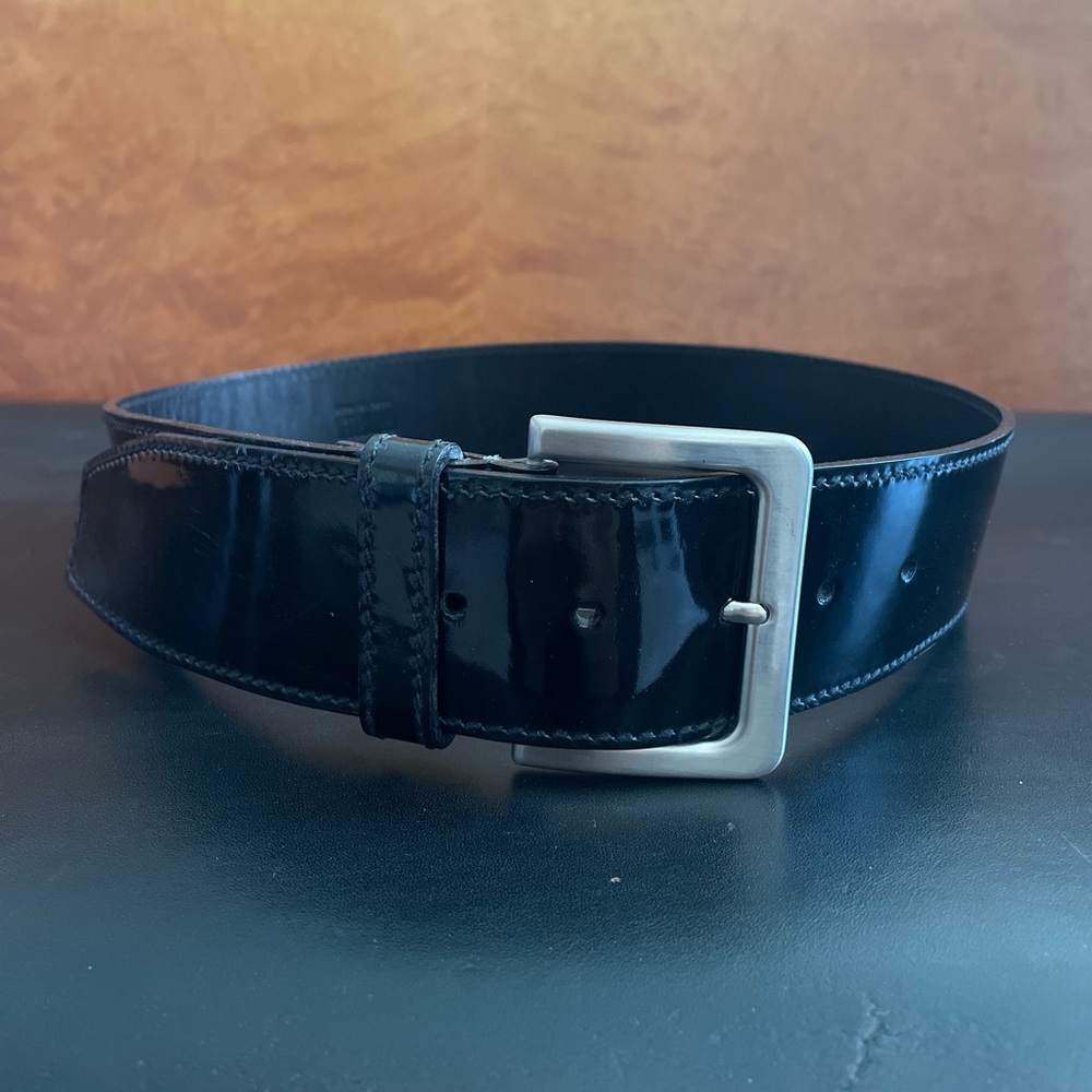 GRANELLO Black genuine patent leather belt